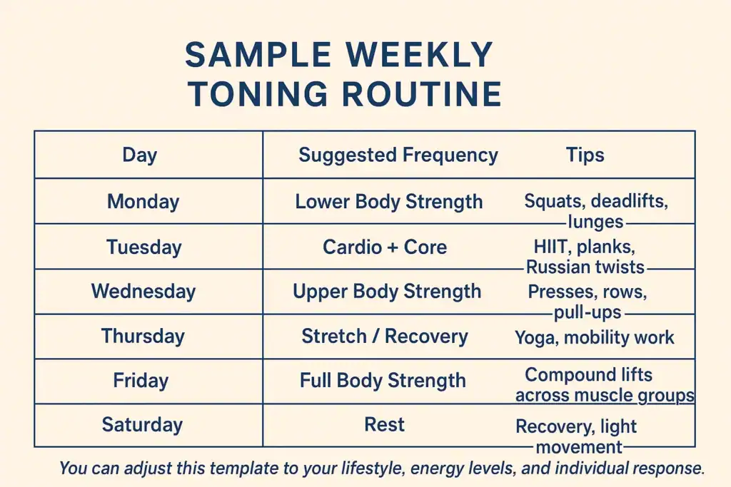 Achieving the Perfect Tone: How Often Should You Exercise for Results? 4 Weekly exercise Burgess Hill plan graphic
