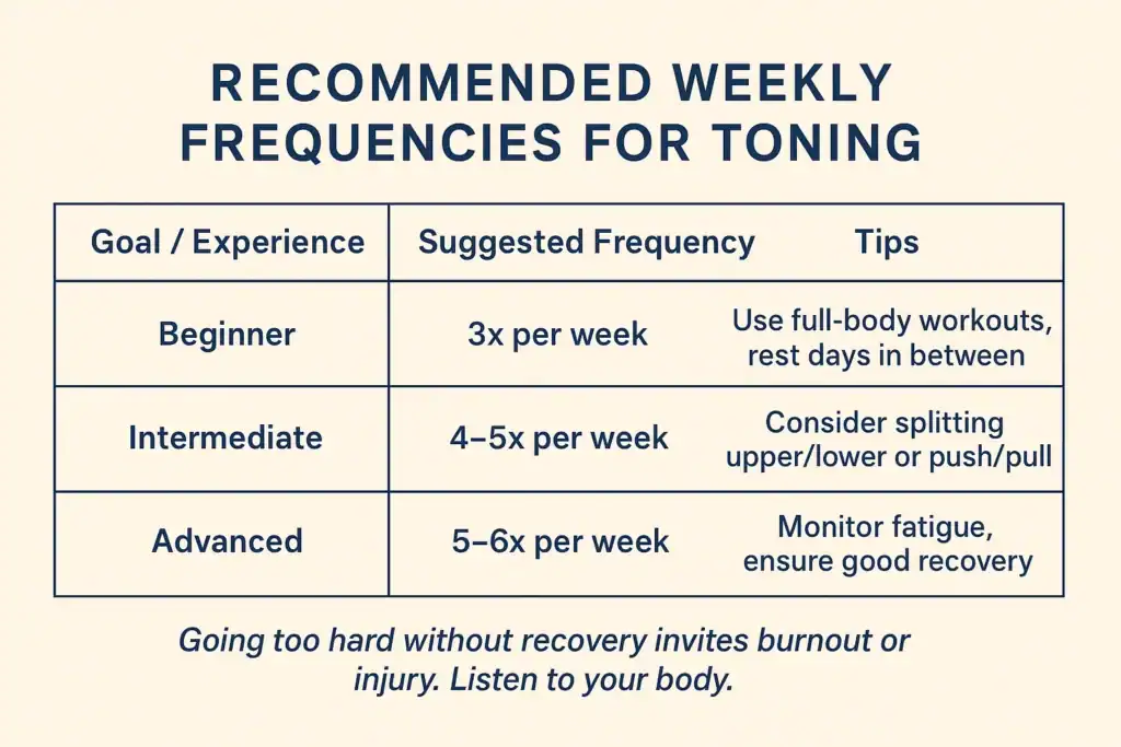 Achieving the Perfect Tone: How Often Should You Exercise for Results? 2 Graphic to show how often you should do exercise to help with toning Burgess Hill