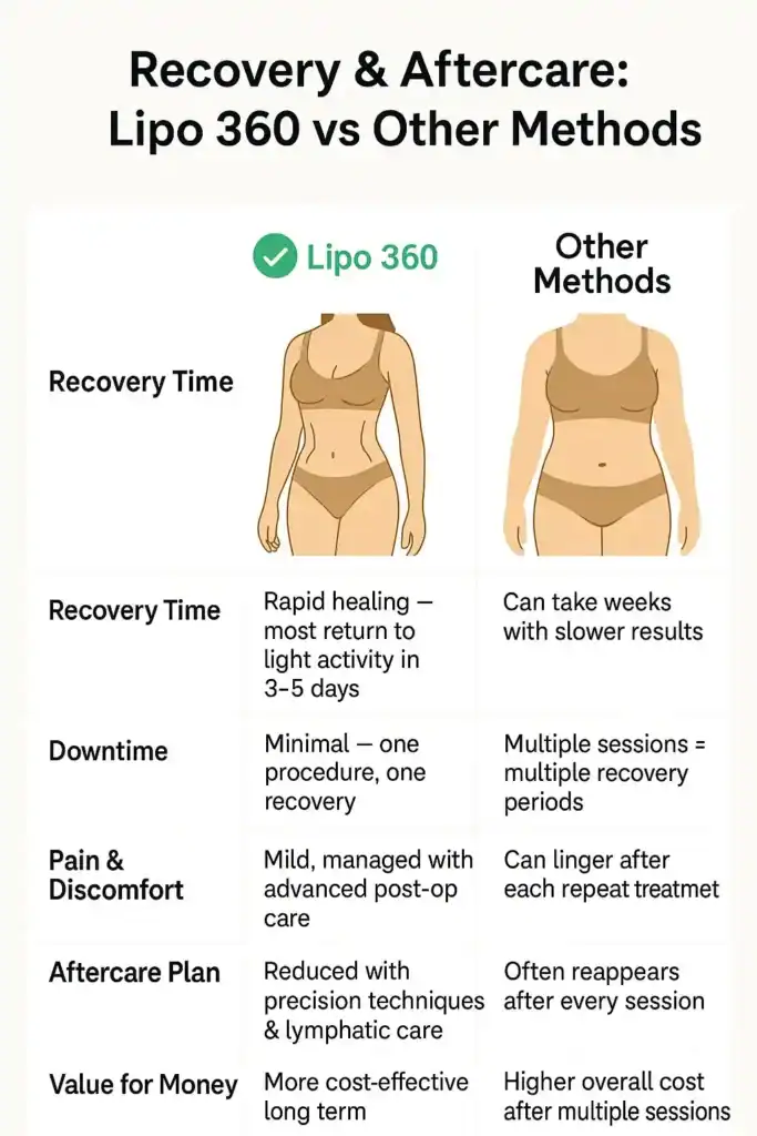 Recovery and Aftercare for Fat-Dissolving Surgery 2 Table to show fat dissolving injection aftercare Burgess Hill